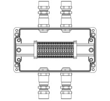 Взрывозащищенная клеммная коробка из полиэстера TBE-P-04-(16xCBC.4)-2xKA2MHK(A)-1xKA2MHK(C)1Ex e IIC Т5 Gb / Ex tb IIIC T95°C DbIP66/КЗ  1231.041.22.
