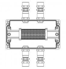Взрывозащищенная клеммная коробка из полиэстера TBE-P-04-(16xCBC.4)-2xKA2MHK(A)-1xKA2MHK(C)1Ex e IIC Т5 Gb / Ex tb IIIC T95°C DbIP66/КЗ  1231.041.22.