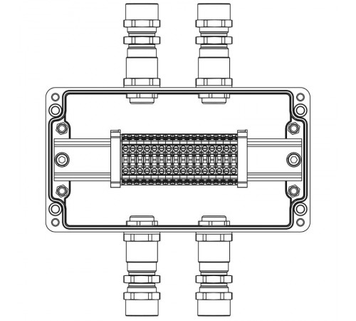 Взрывозащищенная клеммная коробка из полиэстера TBE-P-04-(16xCBC.4)-2xKA2MHK(A)-1xKA2MHK(C)1Ex e IIC Т5 Gb / Ex tb IIIC T95°C DbIP66/КЗ  1231.041.22.