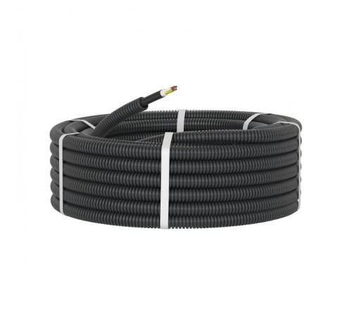 Труба гибкая гофрированная ПНД 16мм с кабелем 3*1,5ВВГнгLS РЭК "ГОСТ+" (25м) черный  7L71625  DKC