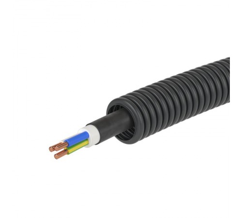 Труба гибкая гофрированная ПНД 16мм с кабелем 3*1,5ВВГнгLS РЭК "ГОСТ+" (25м) черный  7L71625  DKC
