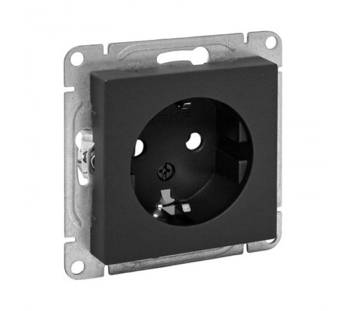 Механизм розетки, 16А, с заземлением, без шторок, чёрный Эпика EKF  UP1-SOB-110  EKF