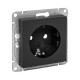 Механизм розетки, 16А, с заземлением, без шторок, чёрный Эпика EKF  UP1-SOB-110  EKF