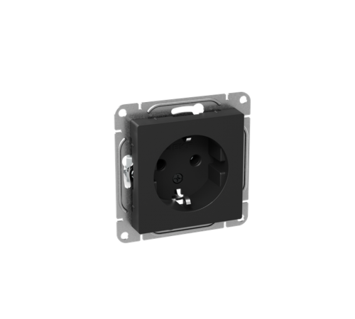Механизм розетки, 16А, с заземлением, без шторок, чёрный Эпика EKF  UP1-SOB-110  EKF