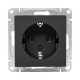 Механизм розетки, 16А, с заземлением, без шторок, чёрный Эпика EKF  UP1-SOB-110  EKF
