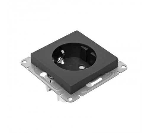 Механизм розетки, 16А, с заземлением, без шторок, чёрный Эпика EKF  UP1-SOB-110  EKF