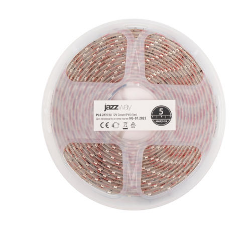 Лента светодиодная LED PLS 2835/60 6Вт 12В зеленый IP65 5м  2858993  Jazzway