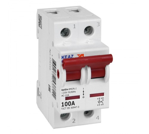 Выключатель нагрузки модульный OptiDin BM63PL-2100-УХЛ3 (BM63PL)  328166  КЭАЗ