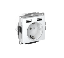 AtlasDesign Белый Розетка 16А с 2 USB A+A, 5В/2,4А, 2х5В/1,2А, механизм  ATN000130  SE