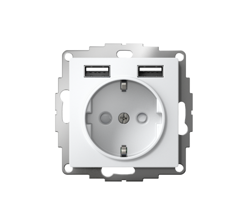 AtlasDesign Белый Розетка 16А с 2 USB A+A, 5В/2,4А, 2х5В/1,2А, механизм  ATN000130  SE