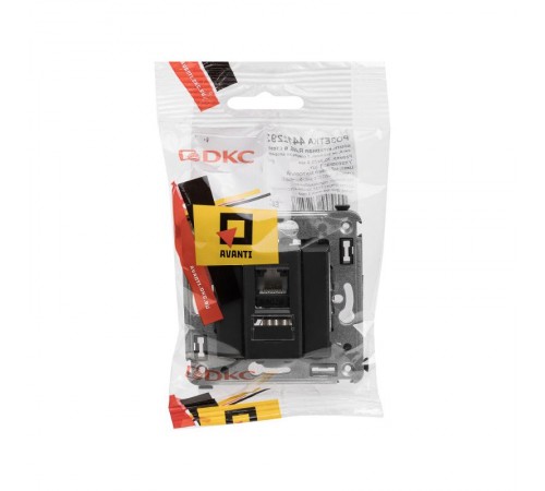 Компьютерная розетка RJ-45 в стену, кат.6 одинарная,"Avanti", "Черныйматовый"  4412293  DKC