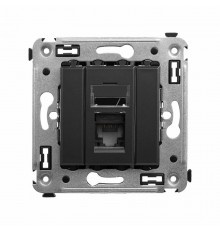 Компьютерная розетка RJ-45 в стену, кат.6 одинарная,"Avanti", "Черныйматовый"  4412293  DKC