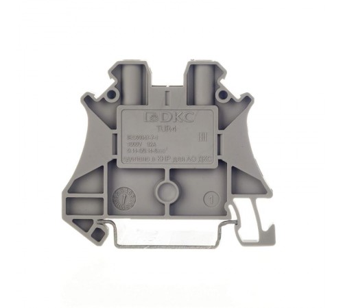 Клемма проходная, винтовой зажим, 2 точки подключения, 4 кв.мм, серая  TUR-4  DKC снято с производства (замена на TUR-4R)