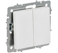 BRITE Выключатель 2-клавишный проходной 10А ВС10-2-6-БрАБ арктический белый   BR-V22-0-10-K91  IEK