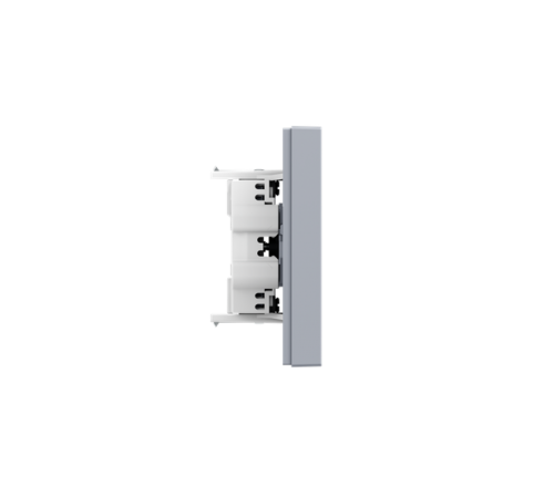 Механизм розетки двойной, 16А, без заземления, со шторками, с рамкой, алюминий Эпика EKF  UP1-SOA-201  EKF