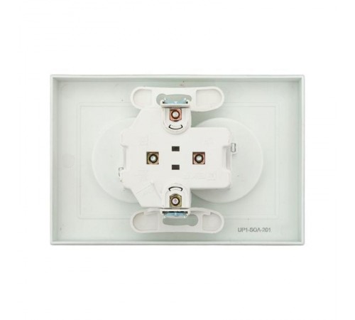 Механизм розетки двойной, 16А, без заземления, со шторками, с рамкой, алюминий Эпика EKF  UP1-SOA-201  EKF