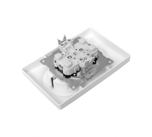 Механизм розетки двойной, 16А, без заземления, со шторками, с рамкой, алюминий Эпика EKF  UP1-SOA-201  EKF