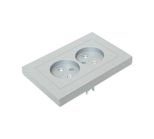 Механизм розетки двойной, 16А, без заземления, со шторками, с рамкой, алюминий Эпика EKF  UP1-SOA-201  EKF