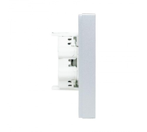 Механизм розетки двойной, 16А, без заземления, со шторками, с рамкой, алюминий Эпика EKF  UP1-SOA-201  EKF