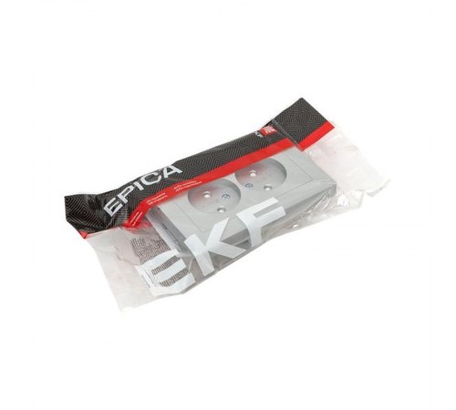 Механизм розетки двойной, 16А, без заземления, со шторками, с рамкой, алюминий Эпика EKF  UP1-SOA-201  EKF