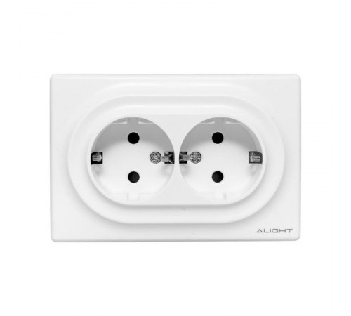 Механизм розетки двойной, 16А, без заземления, со шторками, с рамкой, алюминий Эпика EKF  UP1-SOA-201  EKF