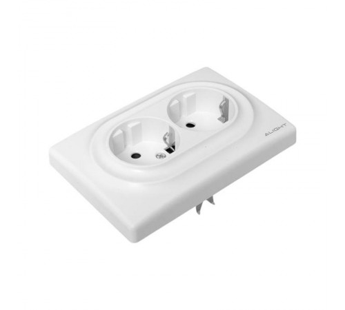 Механизм розетки двойной, 16А, без заземления, со шторками, с рамкой, алюминий Эпика EKF  UP1-SOA-201  EKF