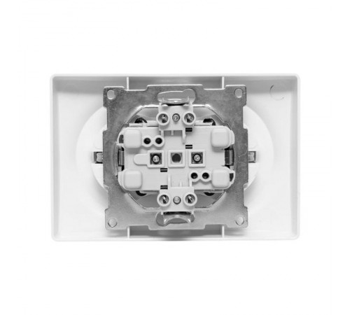 Механизм розетки двойной, 16А, без заземления, со шторками, с рамкой, алюминий Эпика EKF  UP1-SOA-201  EKF