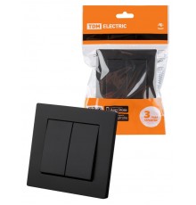 Выключатель 2-х кл. 10А черный "Сенеж"  SQ1816-0302  TDM