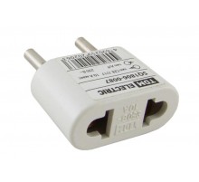 Переходник (тип CEE 7/17 - тип А/F) плоский 10А макс. 250В белый   SQ1806-0087  TDM