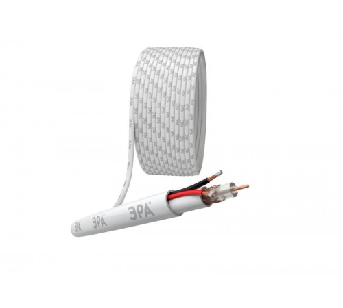 Кабель для аналогового видеонаблюдения Simple KL-0.75-PVC КВК-В-2 +2x0,75 мм, бухта 200 метров, белый  Б0052738  ЭРА