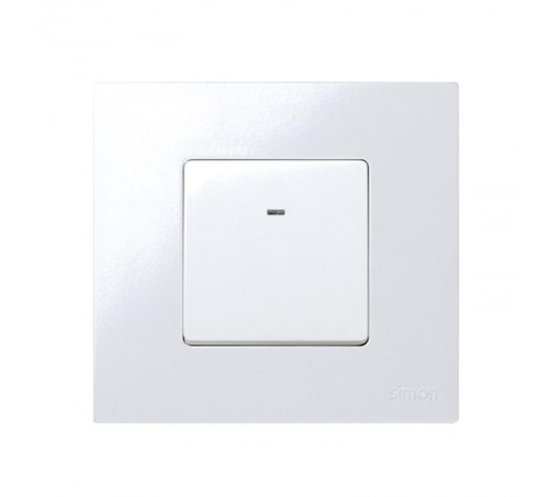 Simon 27 Выключатель 1-кл кнопочный, 10А 250В, широкий модуль, S27, белый  27669-65  Simon