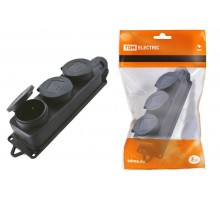 Розетка трехместная с заглушками каучук 2Р+РЕ 16А 250В IP44   SQ0612-0008  TDM