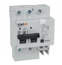 Выключатель автоматический дифференциального тока АД12-21C10-АC-УХЛ4 (2P, C10, 10mA) 4,5кА 318729  КЭАЗ