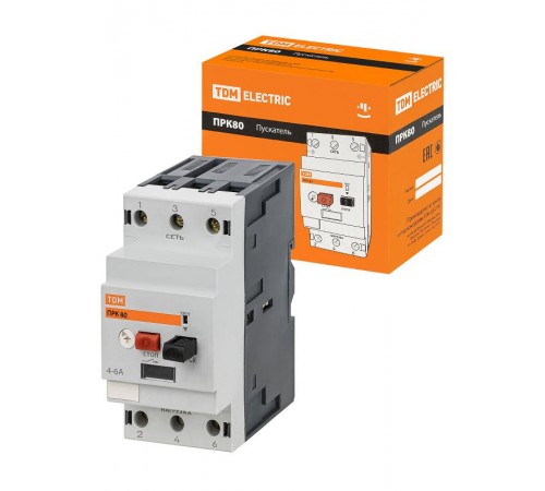 Пускатель ручной кнопочный ПРК80-6 In=6A Ir=4-6A Ue 660В  SQ0212-0019  TDM