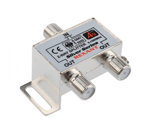 ДЕЛИТЕЛЬ  ТВ  x 2 + 3шт. F   "BOX"  5-1000 МГц  "Silver"   05-6101  REXANT