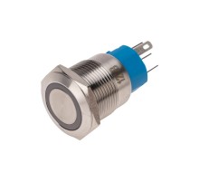 Кнопка антивандальная 19 12В Фикс (5с) ON-OFF/OFF-ON подсв/синяя  36-3421  REXANT