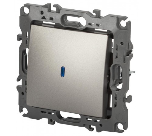 Выключатель ЭРА Серия 12 12-1102-16 с подсветкой, 10АХ-250В, титан   Б0065718  ЭРА