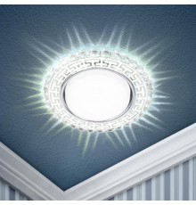 Светильник точечный встраиваемый DK LD38 SL декор cо светодиодной подсветкой GX53, зеркальный  Б0037392  ЭРА