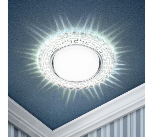 Светильник точечный встраиваемый DK LD38 SL декор cо светодиодной подсветкой GX53, зеркальный  Б0037392  ЭРА