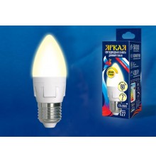 Лампа светодиодная LED-C37 7W/3000K/E27/FR/DIM PLP01WH LED, димм.. "свеча", мат, серия Яркая, пр-во Россия, 3000К .  UL-00004297  Uniel