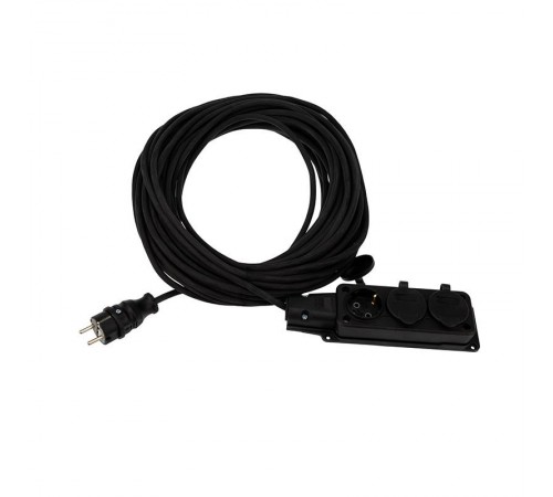 Удлинитель-шнур КГ 3х1.5, 20 м, 3 гнезда, морозостойкий, с/з, 16 А, 3500 Вт, IP44 (Сделано в России)  11-7075  REXANT