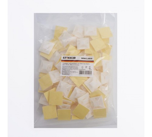 Площадка самоклеющаяся 30*30 мм, под хомуты, белый (100шт в упак)  32933  STEKKER