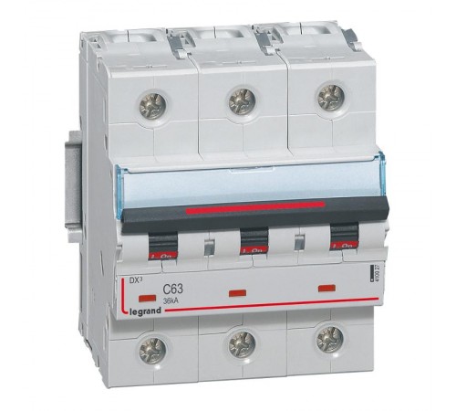 Выключатель автоматический трехполюсный DX3 63A C 36кА (4,5 мод)  410027  Legrand