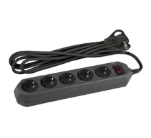 Сетевой фильтр USF-5es-5m-B   (черный) с заземл, 3x0,75мм2, с выкл, 5гн, 5м (20/500) Б0019737  ЭРА