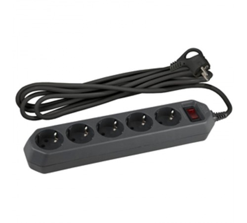 Сетевой фильтр USF-5es-5m-B   (черный) с заземл, 3x0,75мм2, с выкл, 5гн, 5м (20/500) Б0019737  ЭРА