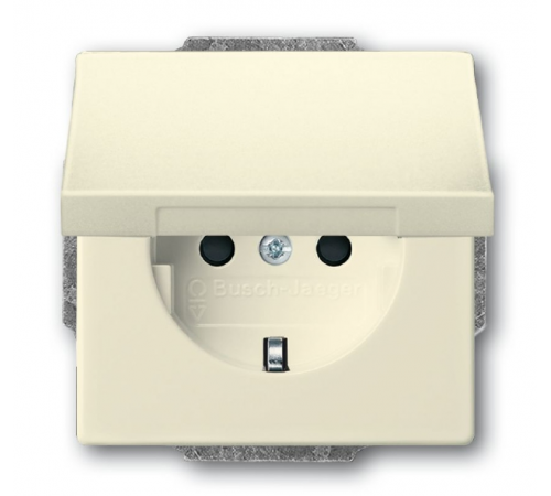 Розетка SCHUKO 16А 250В с крышкой, серия solo/future, цвет savanne/слоновая кость  2018-0-1465   2CKA002018A1465  ABB