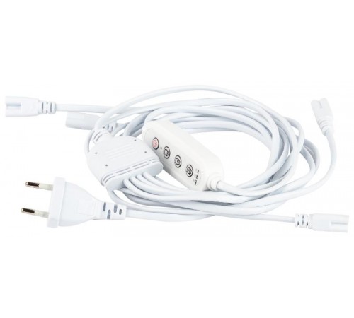 Разветвитель сетевой для линейных светильников  Разветвитель 4х IEC C7 3pin 2m+timer на 4 точки с таймером 4, 8, 12H  Б0066947  ЭРА