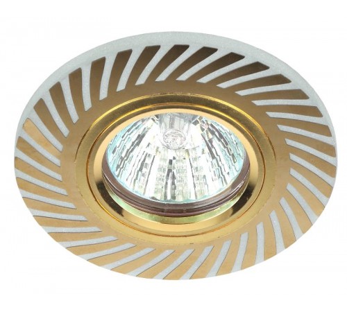 Светильник точечный встраиваемый DK LD39 WH/GD декор cо светодиодной подсветкой MR16, белый/золото  Б0037377  ЭРА