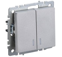 BRITE Выключатель 2-клавишный с индикацией 10А ВС10-2-1-БрА алюминий   BR-V20-1-10-K47  IEK