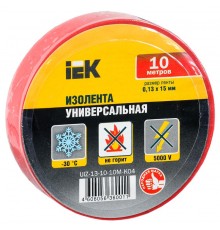 Изолента 0,13х15 мм красная 10 метров IEK  UIZ-13-10-10M-K04  IEK